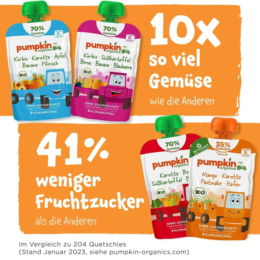 Pumpkin Organics 24Pack, organic vegetable puree, no added sugar, for babies from 6 months, 24 x 100 grams Mother and Child Naty Shop