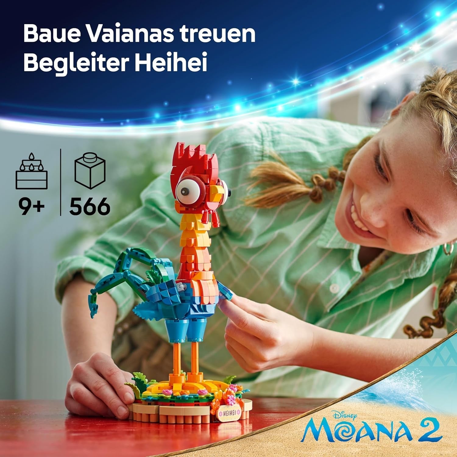LEGO ǀ Disney Vaiana 2: Heihei Spielzeug - Tierfigur zum Spielen & Ausstellen mit drehbarem Kopf, beweglichen Flügeln & Schwanzfedern sowie Ständer - Geschenk für Mädchen ab 9 Jahren - 43272