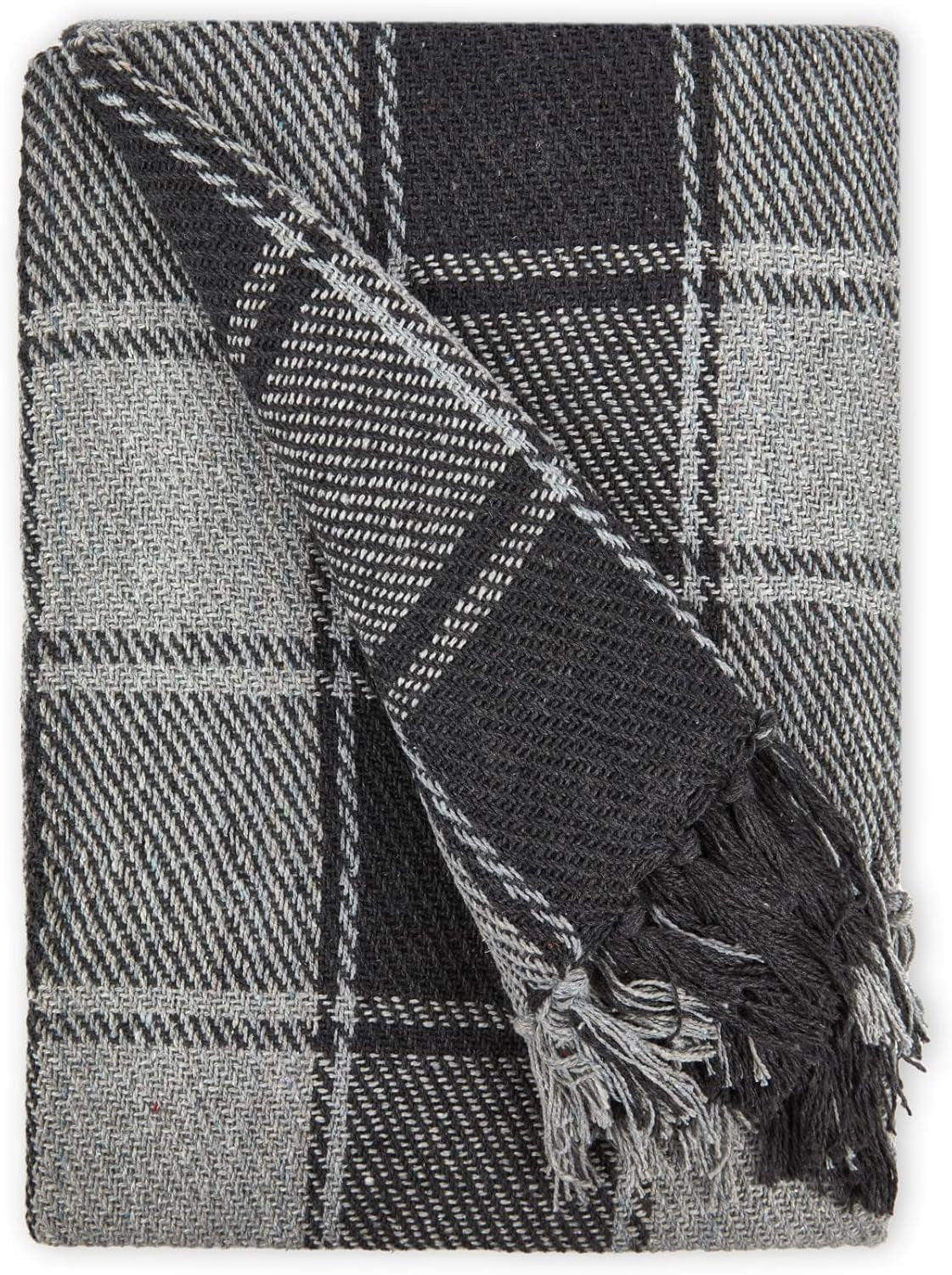 Frisco throw, Recycled cotton, Traditional, Plaid, For chair, couch, couch, throw, blanket, Anthracite, 127 X 152 Cm Beds and Blankets Emma Barclay