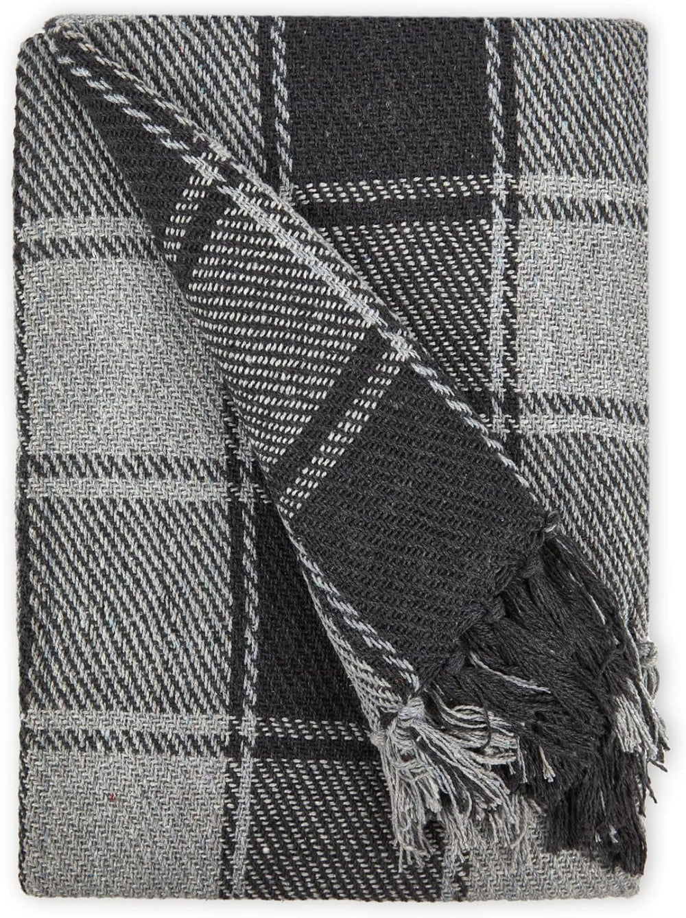 Frisco throw, Recycled cotton, Traditional, Plaid, For chair, couch, couch, throw, blanket, Anthracite, 127 X 152 Cm Beds and Blankets Emma Barclay