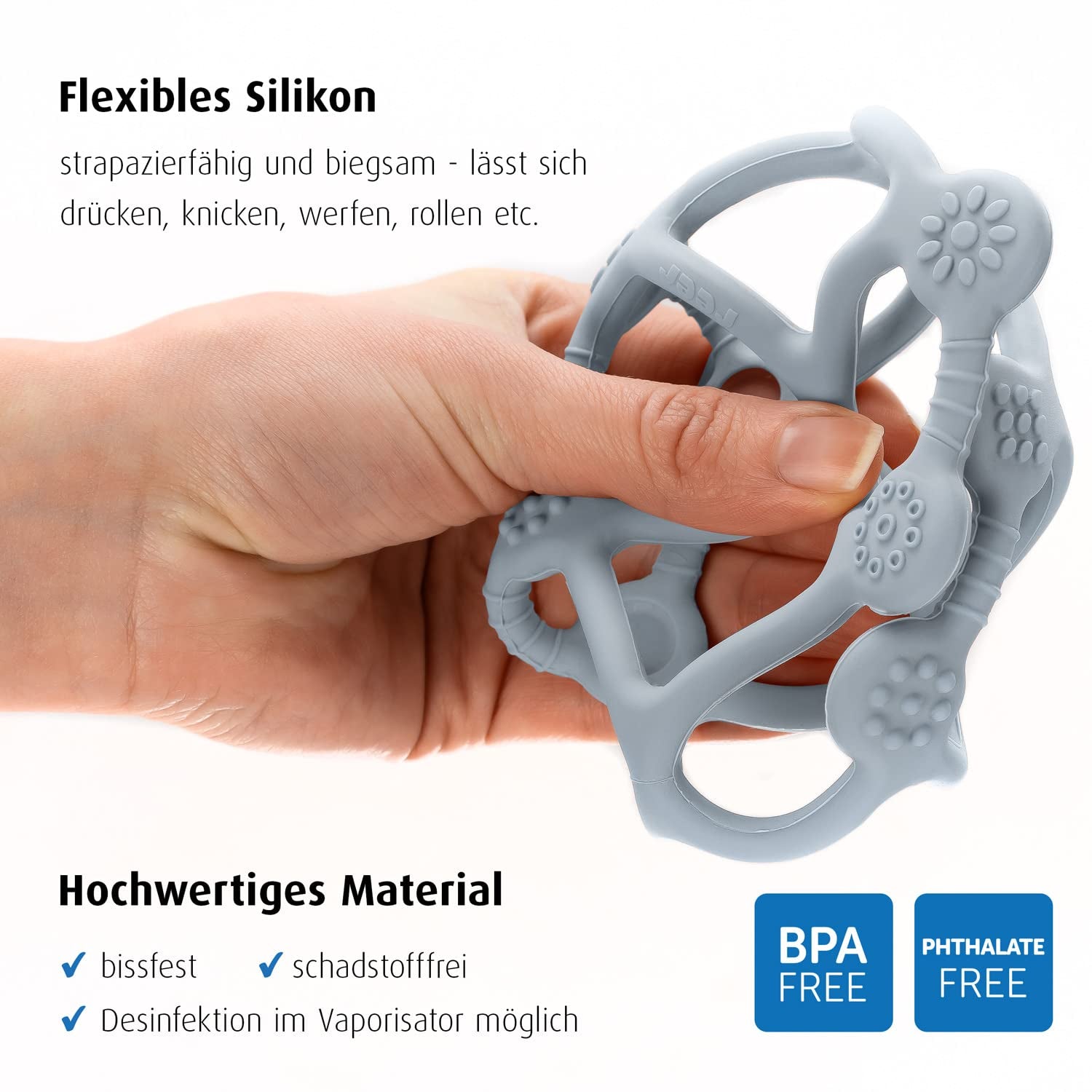 Minge de dentiție și prindere reer Bite&Play pentru bebeluși, inel de dentiție și jucărie pentru copii mici, cadou excelent