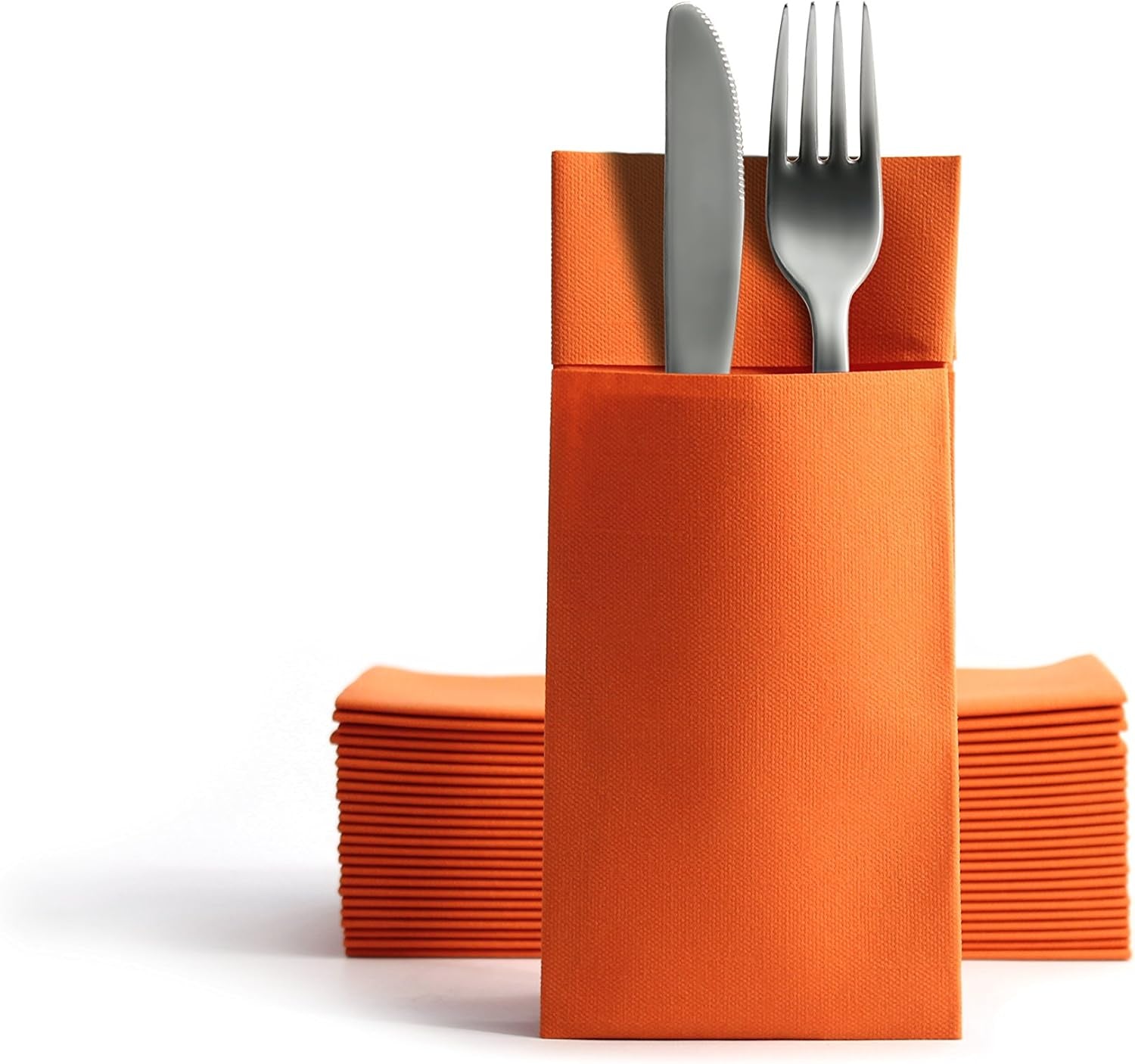 CHIC Airlaid 50 șervețele pentru tacâmuri pungi pentru tacâmuri, asemănătoare țesăturii, șervețel de unică folosință de înaltă calitate, 39X40Cm, model alb de bun venit cald 50 bucăți (pachet de 1)