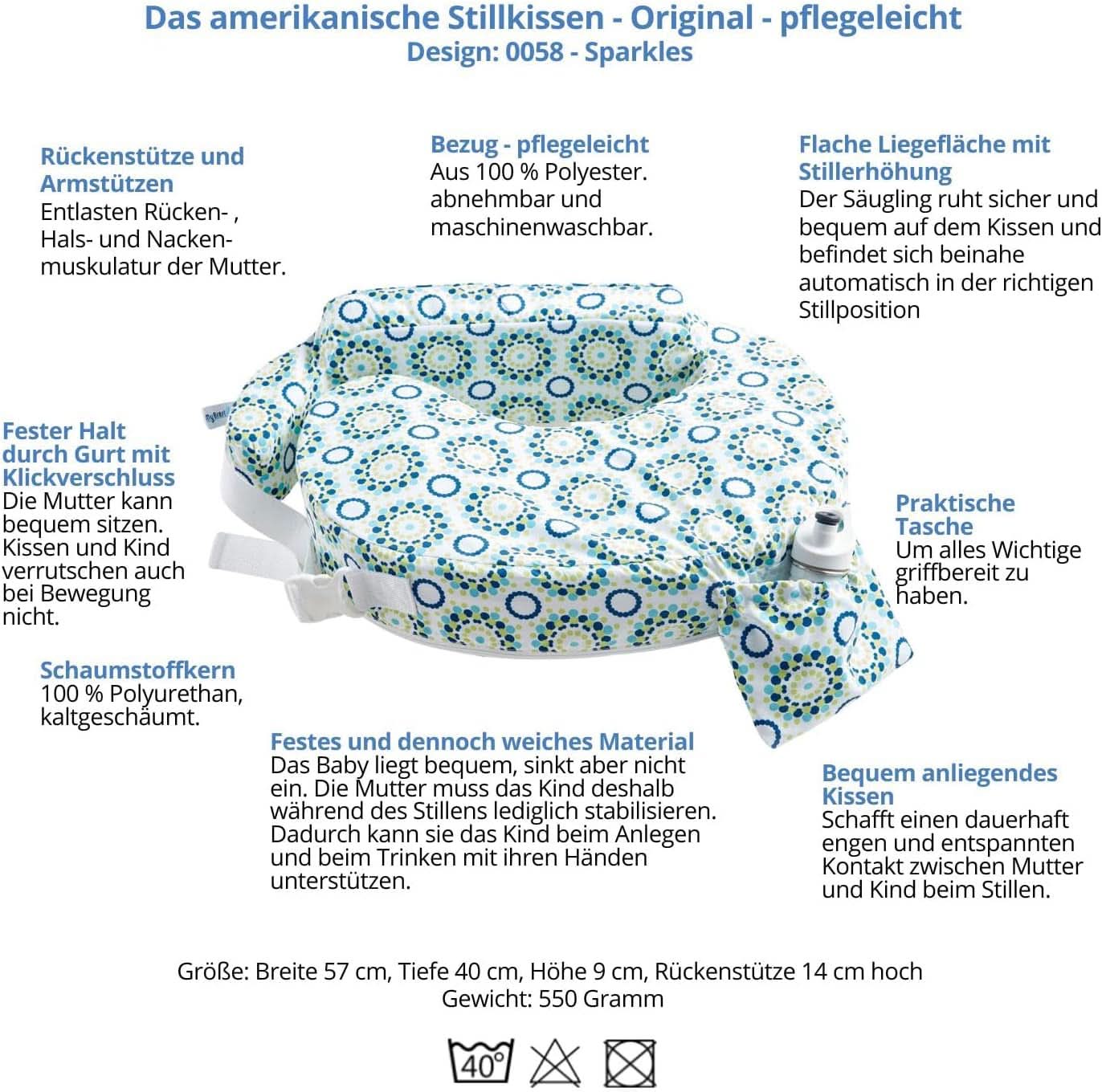 MY BREST FRIEND Baby Wild - Perna americană pentru alăptare, originală, ușor de întreținut Accesorii Hrana si Alaptare Bebe Naty Shop