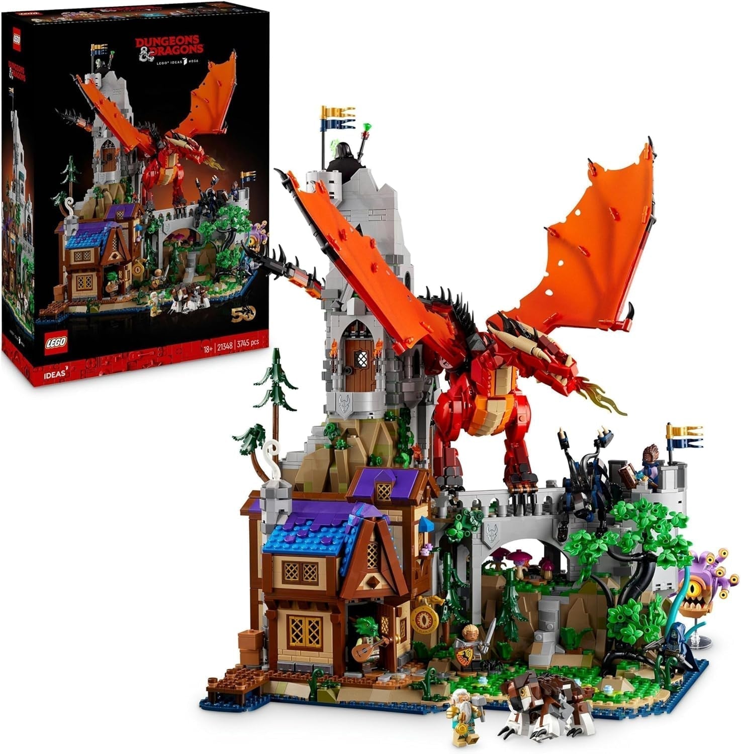 LEGO Ideas Dungeons & Dragons: The Saga of the Red Dragon, Set de construcție pentru adulți, Idei de cadouri Dungeons and Dragons pentru fani, Set de construcție Fantasy, Activitate creativă 21348 Seturi de constructie Besuche den LEGO-Store Titlu implicit