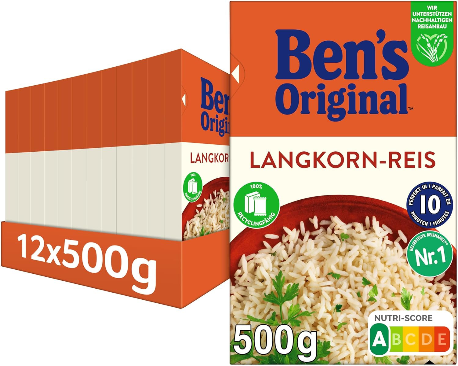 BEN'S ORIGINAL™ long grain rice, boiled in bag, 10 minutes, 6 x 1 kg