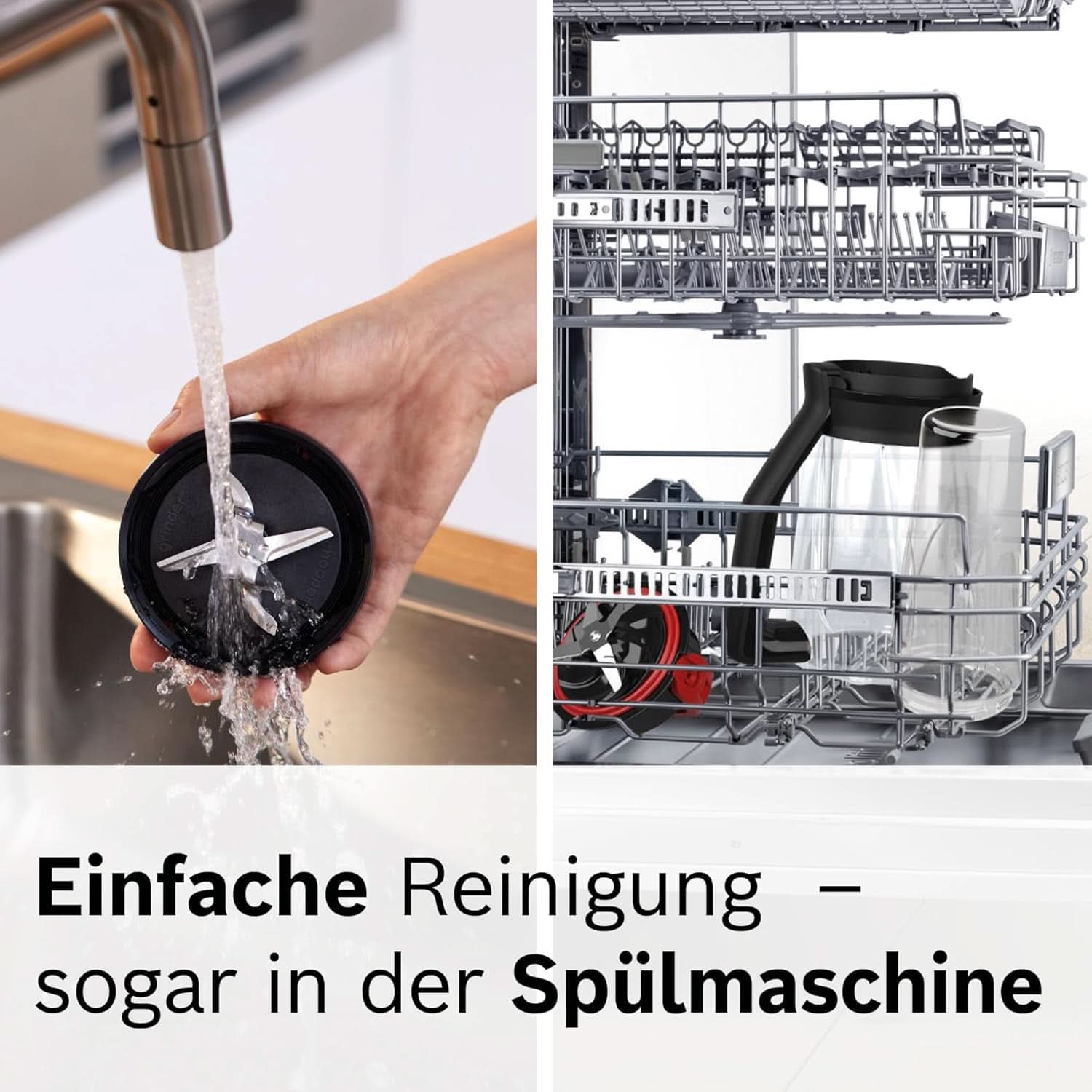 Bosch Standmixer Vitapower Serie 4 MMB6174SN, Verbesserte Version, Hochwertige Edelstahl-Klingen, 1.5L Glasbehälter, 0.6L To-Go-Flasche, Spülmaschinenfeste Teile, 30,000 U/Min, 1200 W, Silver Kitchen Naty Shop