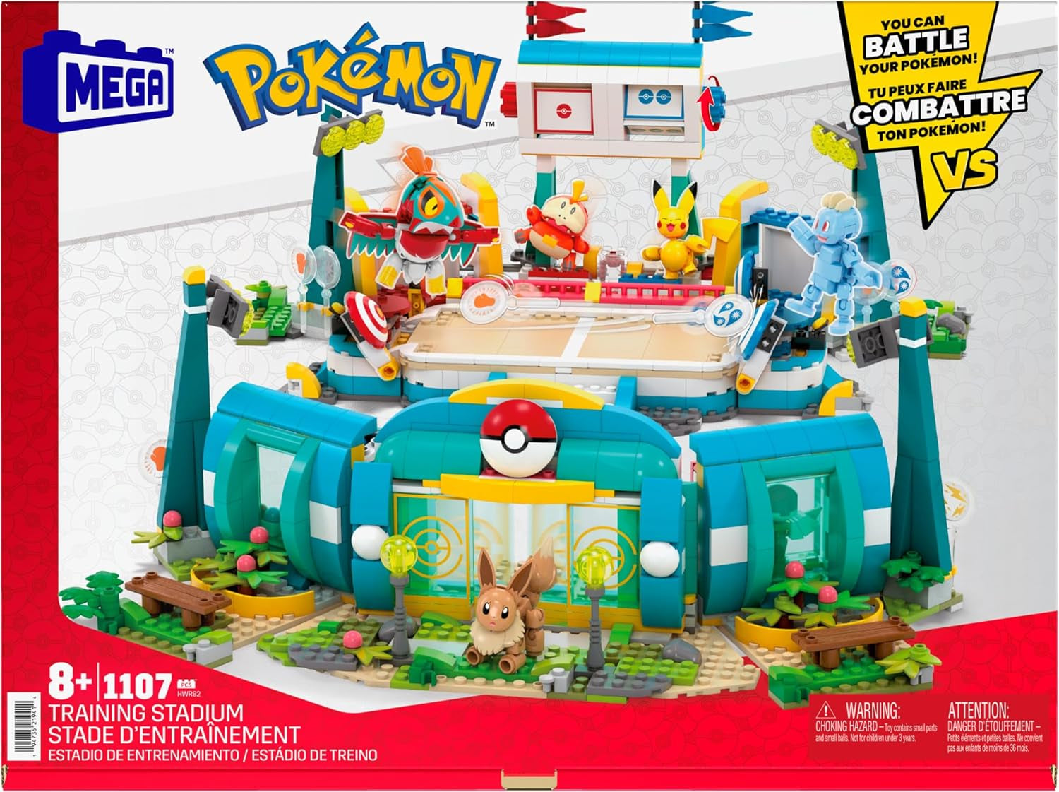 MEGA Pokémon Action Figure Building Toy, 1101 Pieces Training Arena, Fighting Game and 5 Movable Figures for Kids, HWR82 Action Figures Naty Shop