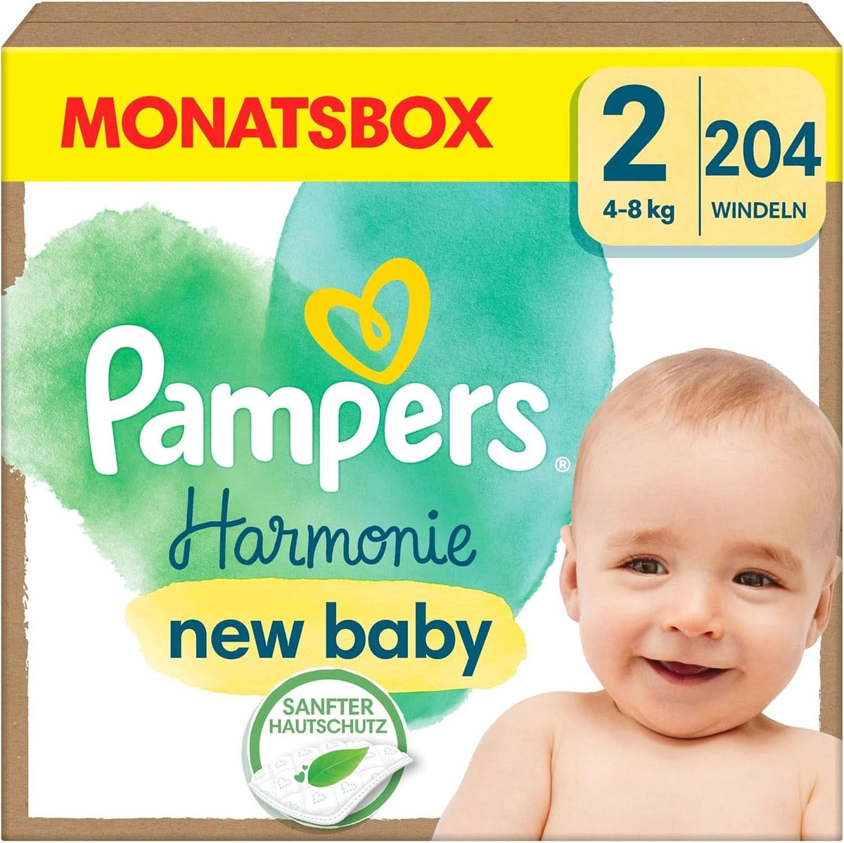 Pampers Baby diapers size 2 (4-8 kg) Harmony, Gentle skin protection and plant-based ingredients, 204 pieces Mother and Baby Naty Shop