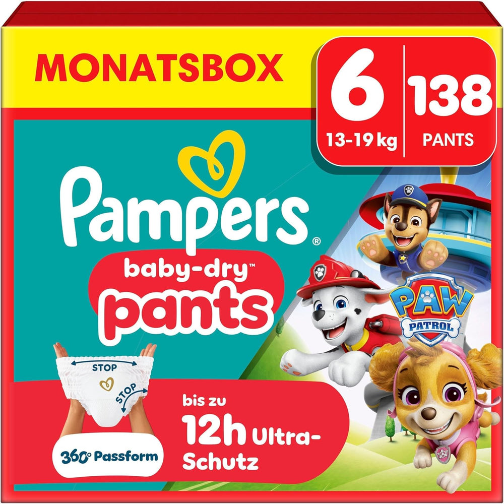Pampers Baby Dry Pants Diaper Patrol Puppy Edition, size 5, 160 diapers, 11 kg - 17 kg, 360° adjustment with stop and protection system