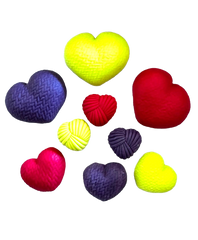 Set 9 decoratiuni comestibile din zahar, Inimi crosetate Decoratiuni din Pasta de Zahar Naty Shop