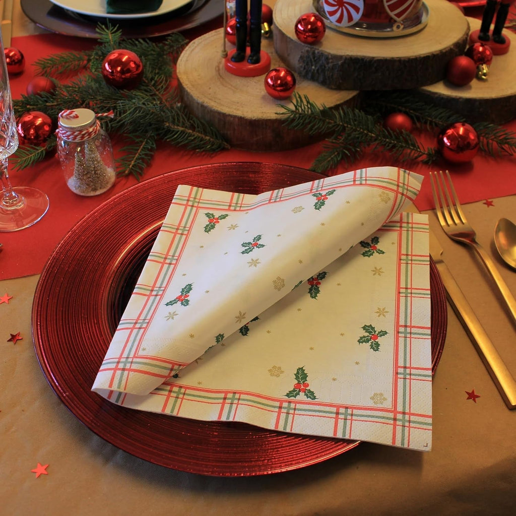 20 de șervețele, holly, vată, 3 straturi, 40 X 40 cm