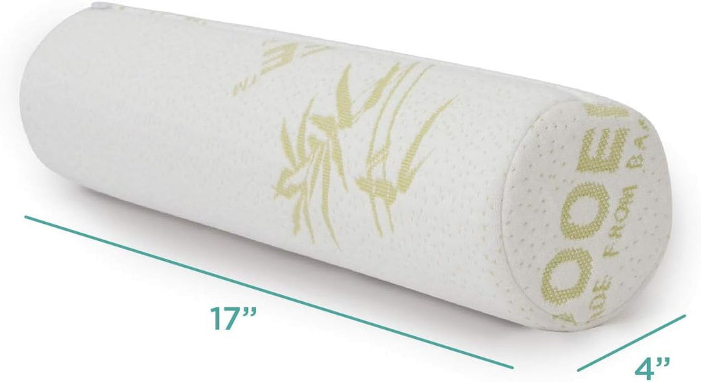 Rulou pentru gât Milliard Visco foam cu husă lavabilă, certificat Oeko-Tex, duritate medie, 10X43 cm, perfect pentru alergici, pernă de călătorie, pernă rotundă pentru gât, rulou de poziționare, rulou pentru genunchi Perne ortopedice cervicale Naty Shop