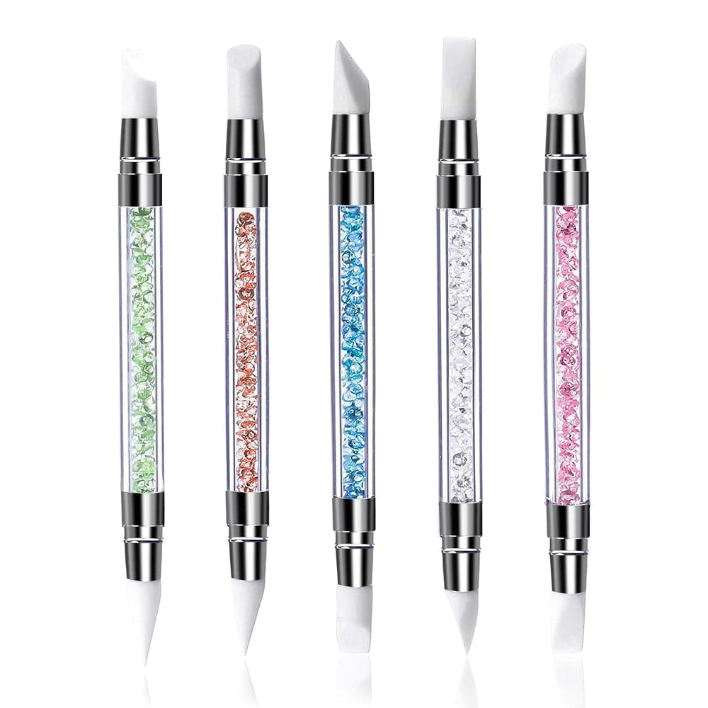 Qufiiry 5PCS Silikon Nagel Pinsel, Gel Schnitzen Pinsel, Silikon-Modellierpinsel Set, Doppel Köpfe DIY Maniküre Werkzeug