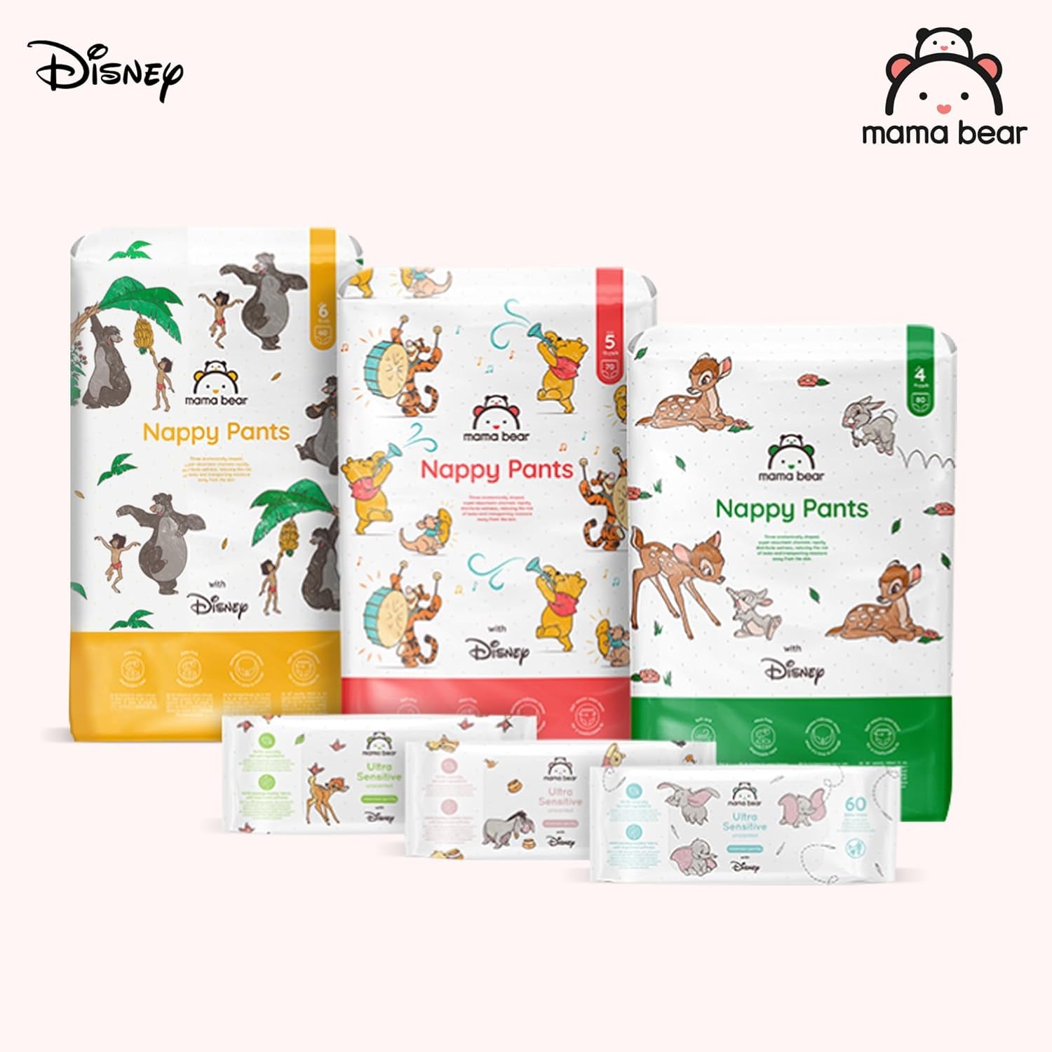 Amazon Brand: Mama Bear Disney Diapers, Size 5 (12-17kg) - Monthly Box, White, 140 Pieces (2 Packs of 70)