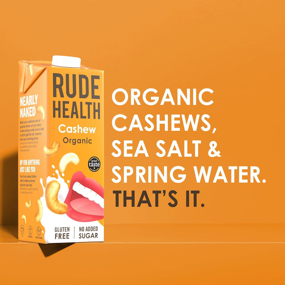 Rude Health 6 x 1 Liter Bio-Cashew-Drink, 100% natural Bio-Getränk, glutenfrei, ungesüßt, preisgekrönt, gesund & vegan, 100% recycelbare Verpackung