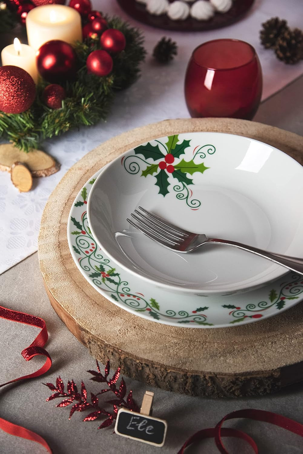 Excelsa SERV.TAV.18 PZ CHRISTMAS HOLLY Weiß