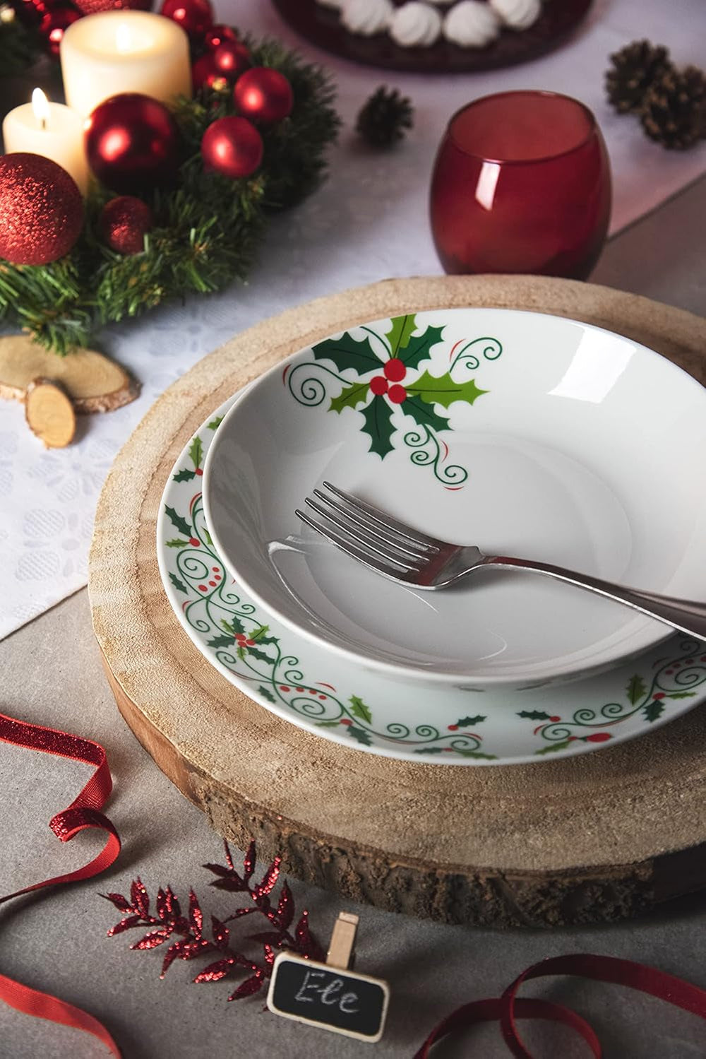 Excelsa SERV.TAV.18 PZ CHRISTMAS HOLLY Weiß