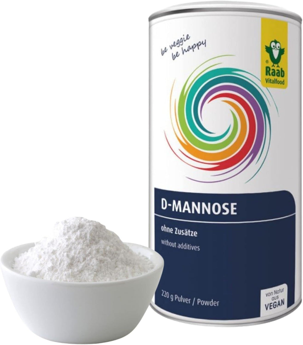 Raab Vitalfood® D-Mannose Pulver (220 G) - Frei Von Zusätzen, Vegan, Glutenfrei, Gut Löslich, Mit Meßlöffel in Der Dose, Vorratspackung, 100% D-Mannose (Gewonnen Aus Mais) Sweeteners Naty Shop 220 G (1Er Pack)