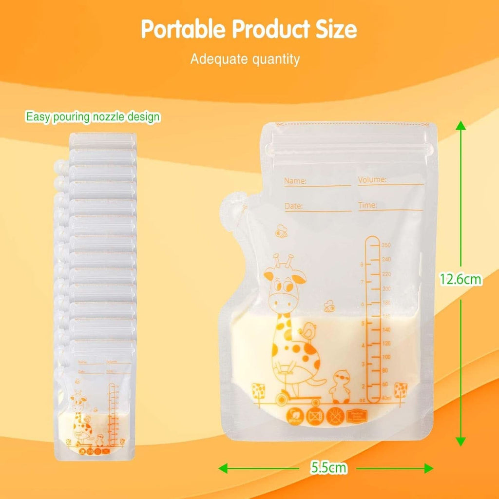 Vinabo 50 Stück Muttermilchbeutel, 250Ml Bpa-Frei Muttermilch Aufbewahrung Bag, Milchbeutel Für Muttermilch Mit Ausgießer Für Das Stillen, Selbststehender, Kann Eingefroren Werden, Vorsterilisiert Accesorii Hrana si Alaptare Bebe Naty Shop
