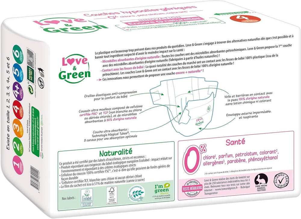 Love & Green, chlorine-free diapers, package for 1 month, size 4 Mother and Child Naty Shop