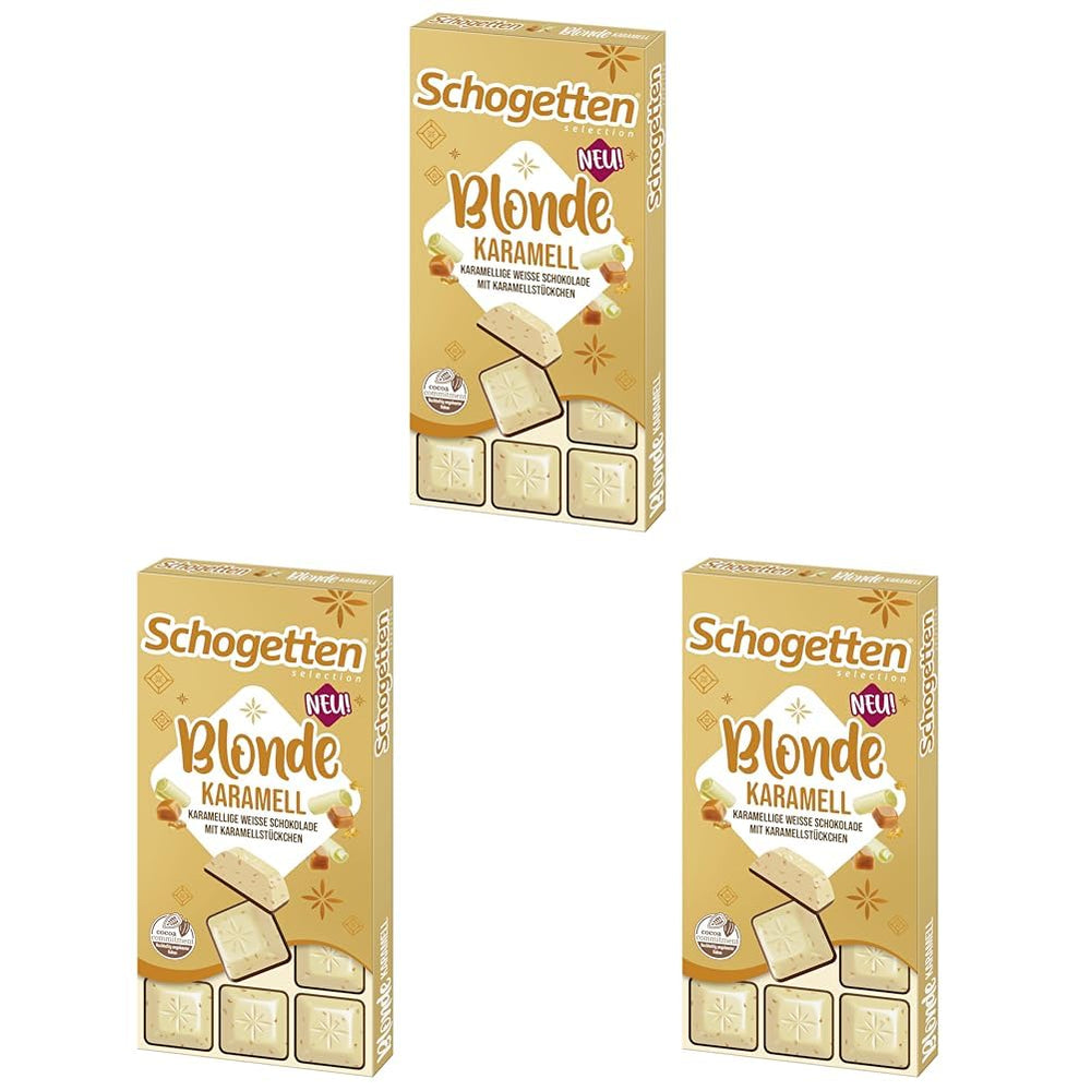 Schogetten Blonde Caramel | Caramel with white chocolate and caramel pieces | Chocolate bar 100g | Conveniently portioned