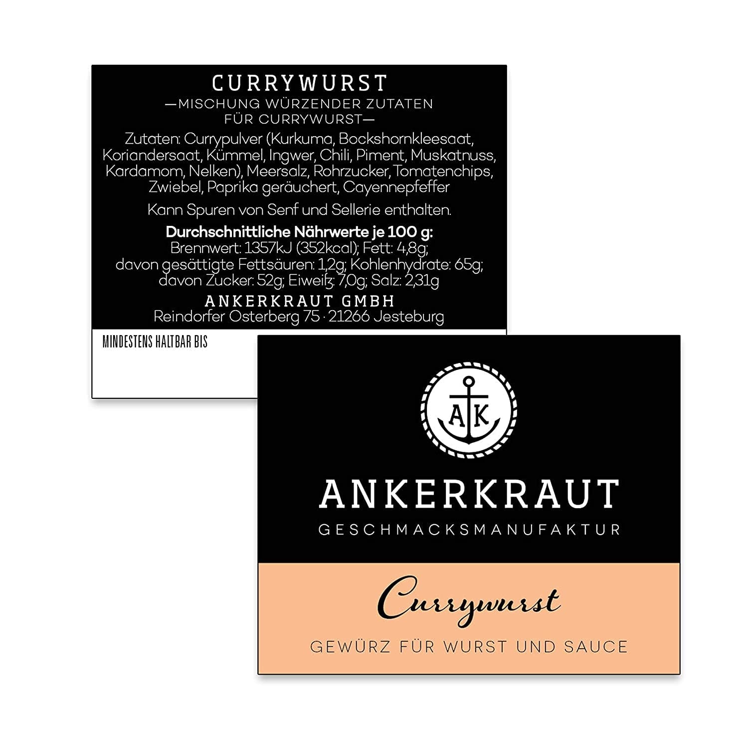 Ankerkraut Currywurst, 90g in cork glass, Gewürzmischung zum Anmischen selbstgemachter Currywurst-Sauce oder als Topping