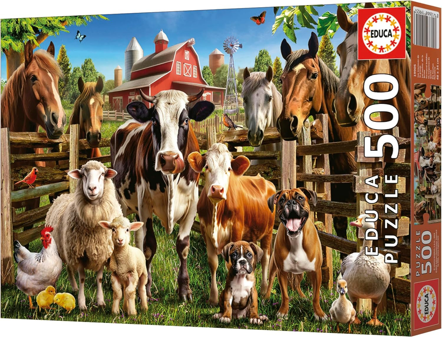 Educa - Puzzle de 500 piese pentru adulti | Animalele de la ferma obraznice. Dimensiuni: 48 X 34 cm. Include lipiciul de puzzle Fixpuzzle. Pentru 11 ani (19905) Puzzle Naty Shop