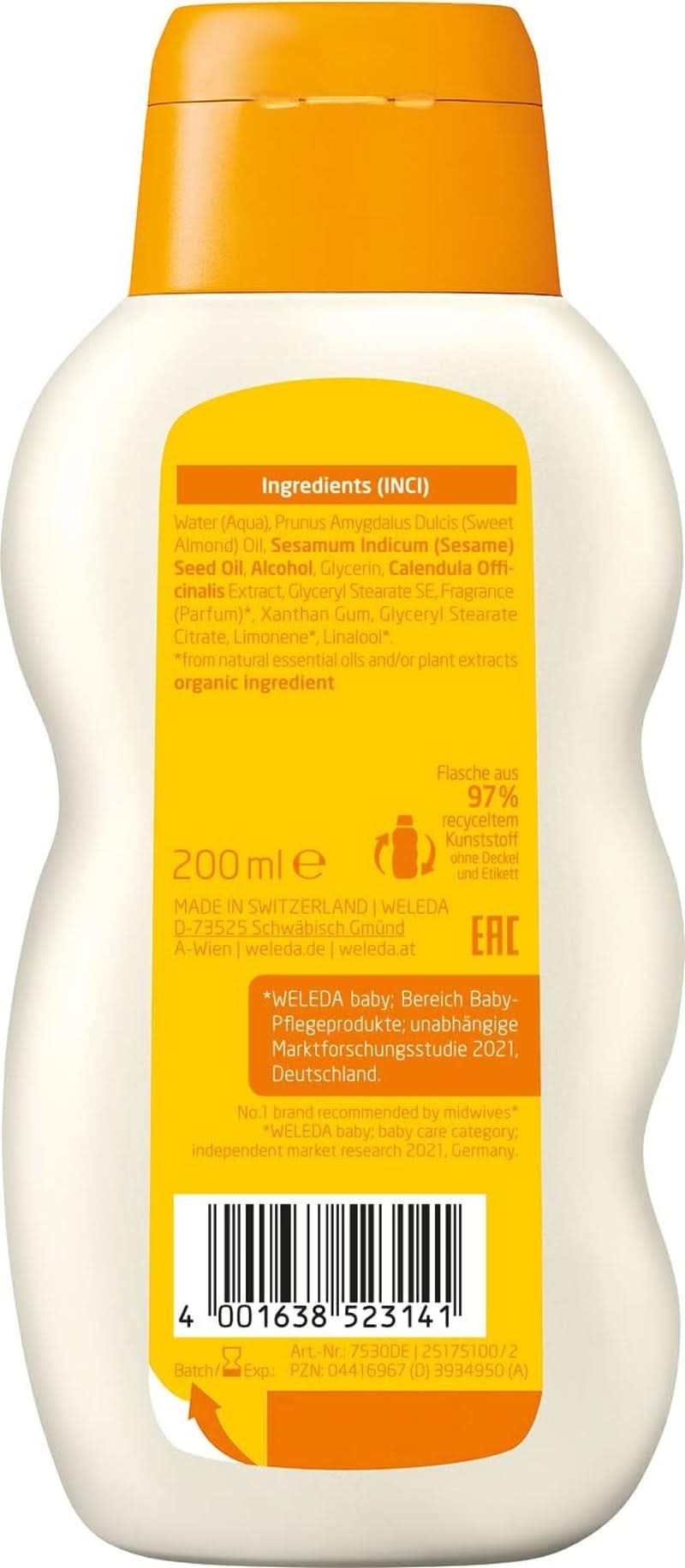 WELEDA Organic Baby Calendula bath cream - with almond oil, 200 ml Mother and Child Naty Shop