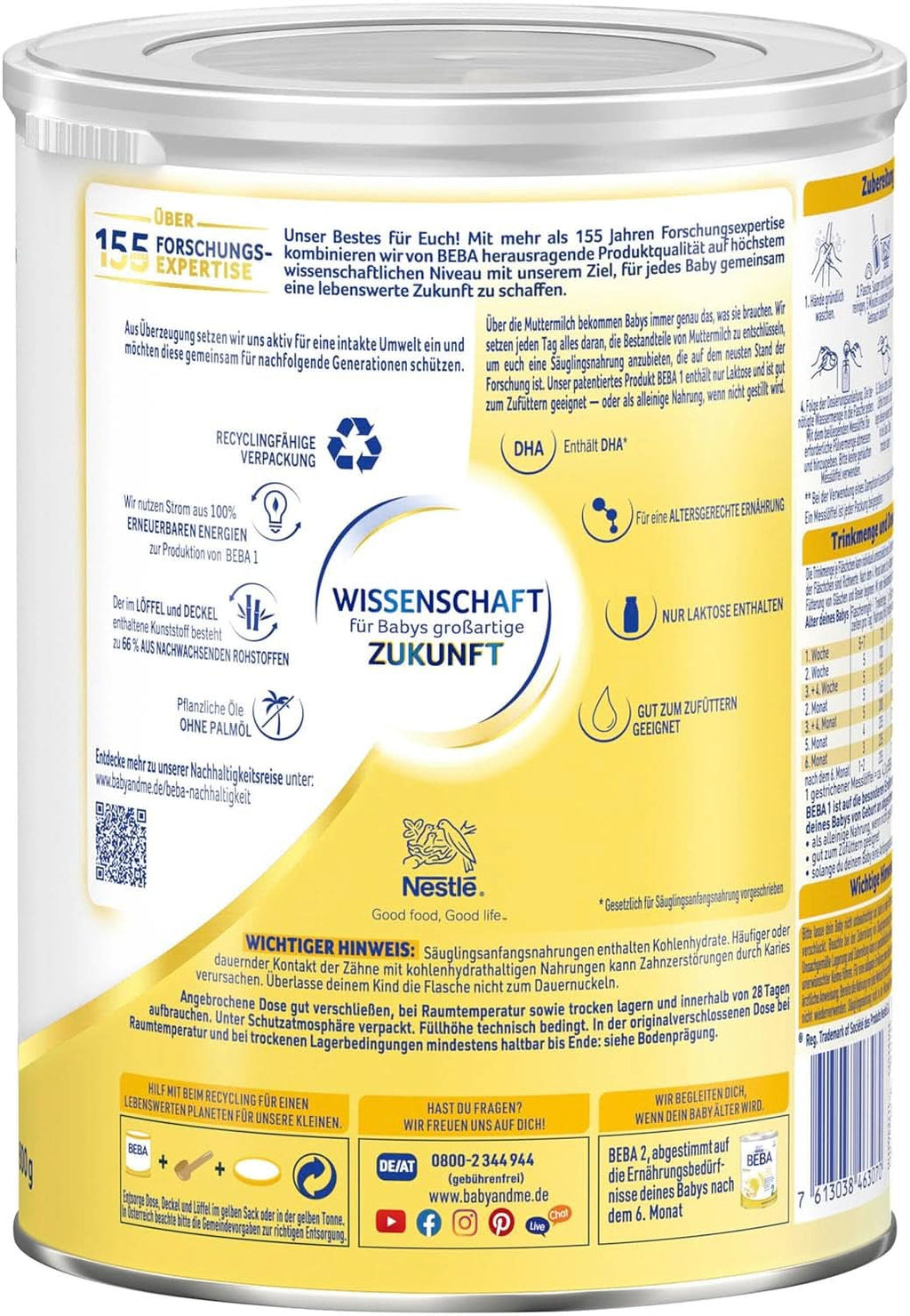 BEBA 1 lapte initial de la nastere, doar lactoza, fara ulei de palmier, pachet 3 (3 x 800 g) Mama si Copilul Naty Shop