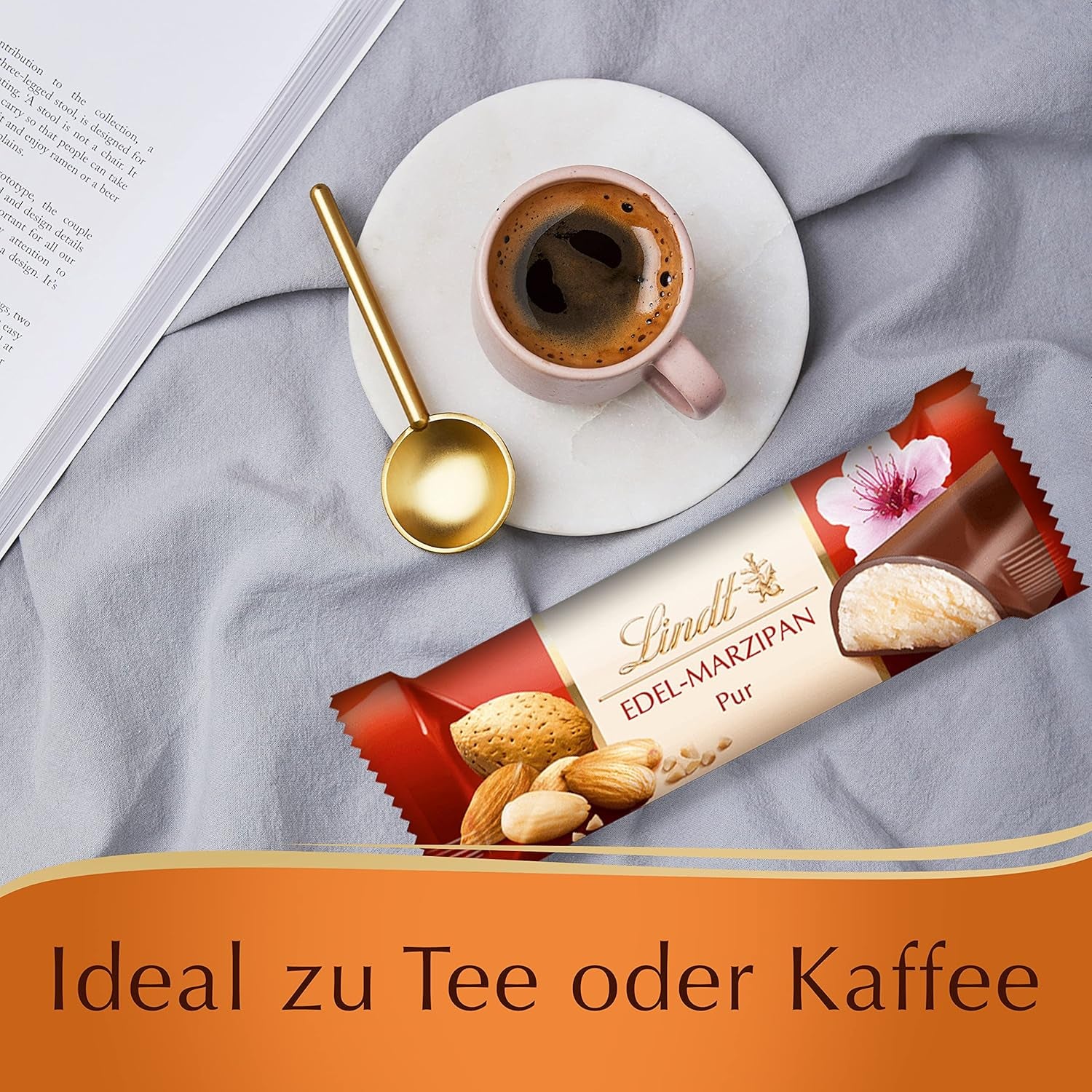 Lindor Chocolate Top Presentation | 1718 g and chocolate bars with marzipan | 25 bars x 50g in a counter display | 1250 g | Pure marzipan covered with dark chocolate | Chocolate bars