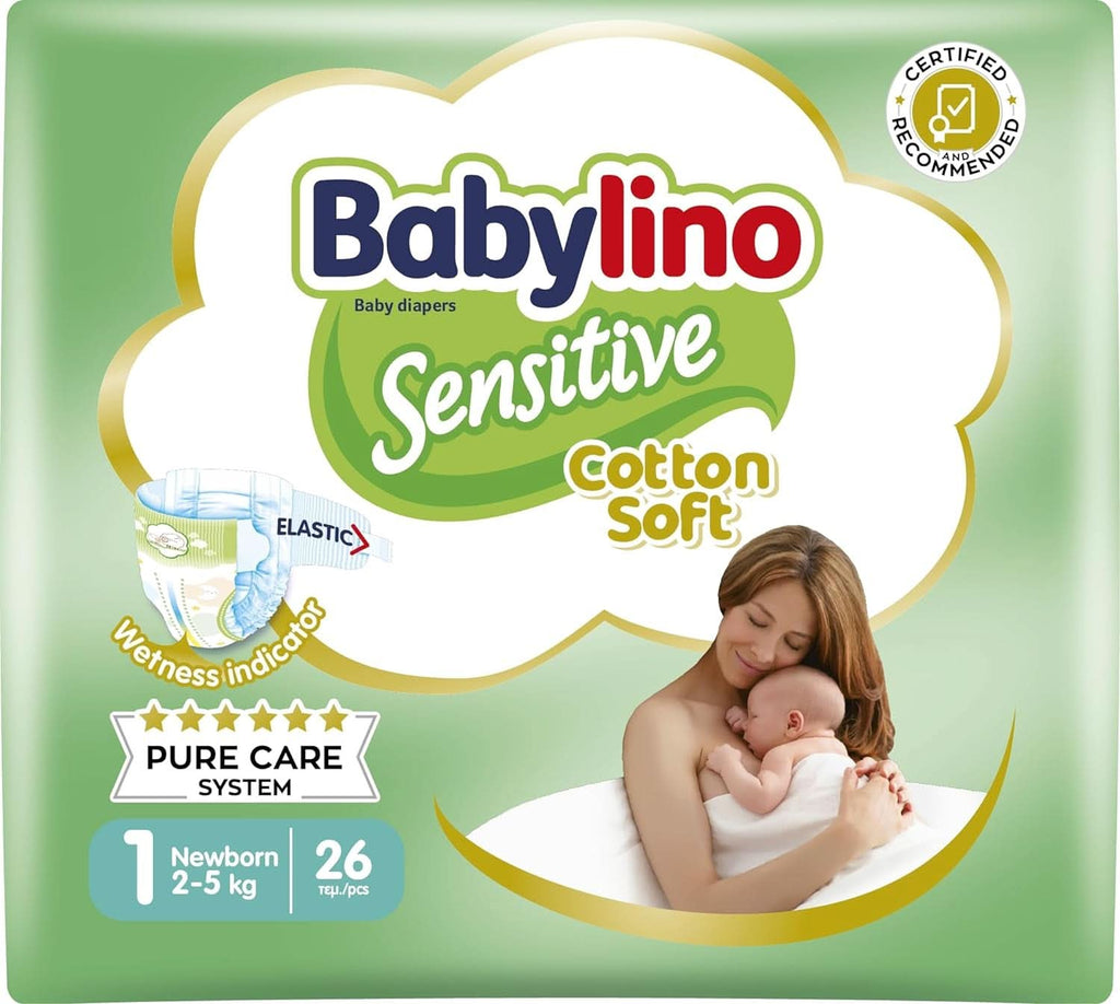 Babylino Sensitive, Scutece delicate pentru copii, diverse marimi Mama si Copilul Naty Shop Mărimea 1 (26 bucăți)