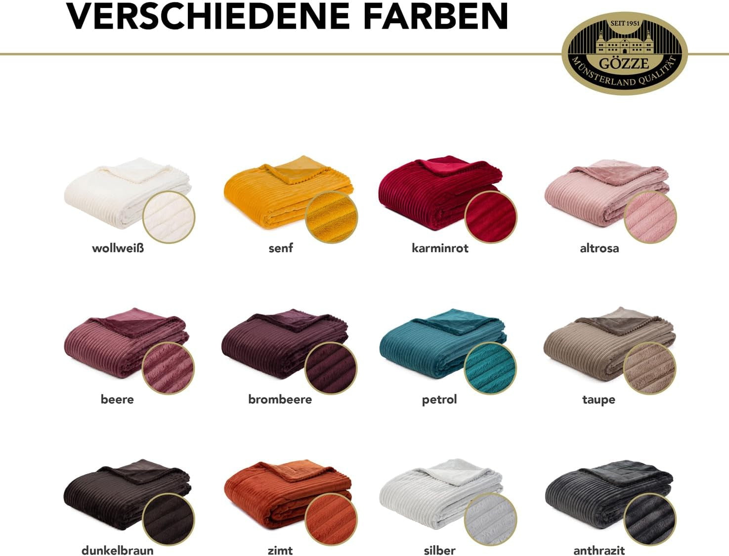 Gözze - Comfortable and soft blanket in corduroy look, 1620G/piece, 150 X 200 Cm - cinnamon Beds and Blankets Besuche den GÃ¶zze-Store