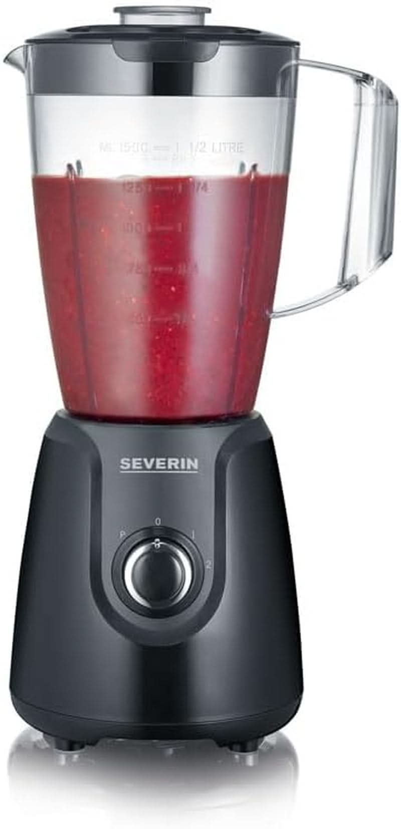 SEVERIN Standmixer Mit 1.5 L Mixbehälter Aus Tritan, Mixer Mit 2 Stufen Und Pulse-Funktion, Leistungsstarker Küchenmixer Mit Edelstahlmesser, 600 W, Schwarz, SM 3707 Kitchen Naty Shop