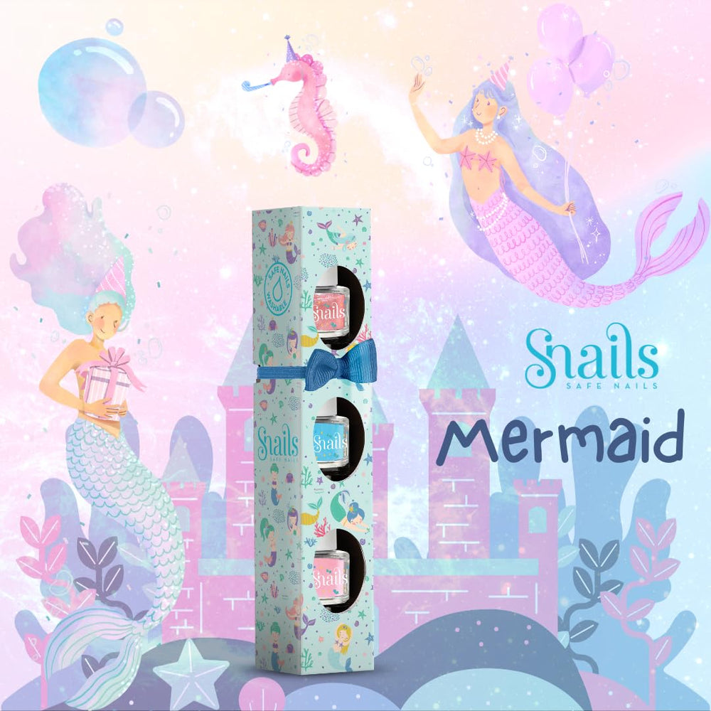 Snails Kids Nail Polish Gift Set 510407, Mini Mermaid 3x5ml, Water Based, Washable, Safe, Vegan