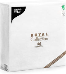 Papstar, 50 șervețele "ROYAL Collection" 1/4-fold 48 Cm X 48 Cm Alb, #11577
