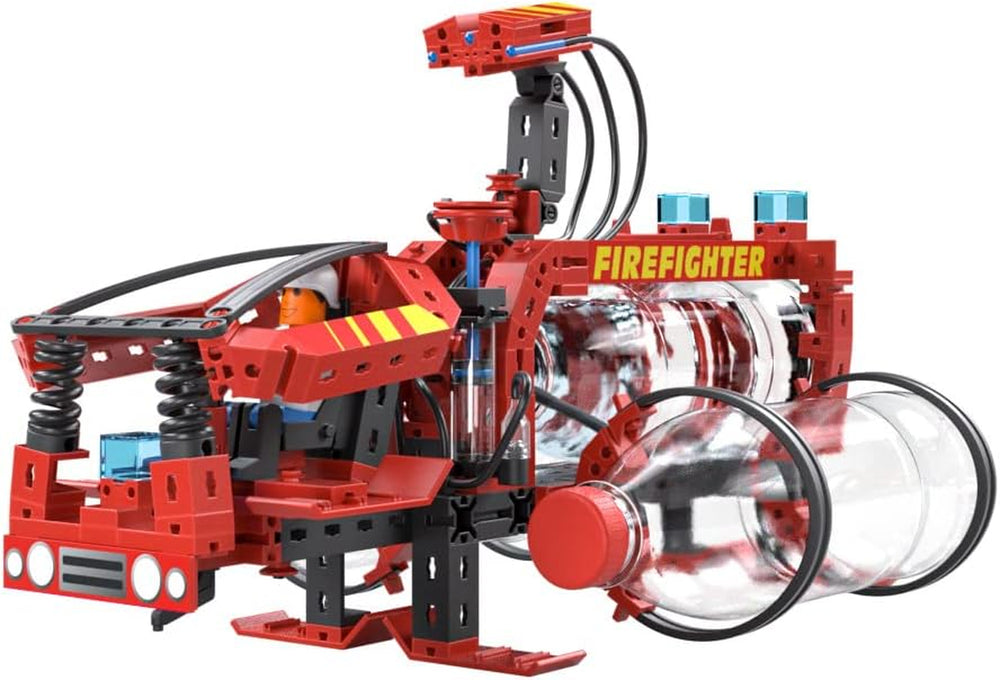 fischertechnik 564069 Advanced Firefighter – Bausatz für Kinder ab 7 Jahre, Experimentierbaukasten mit Feuerwehrauto & Spritzfunktion, promotes technical understanding, Schwarz, Mittel