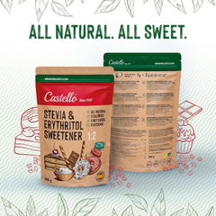 Stevia + Erythritol 1:2 Süßstoff | 1G = 2G Zucker | 100% Natürlicher Zuckerersatz - 0 Kalorien - 0 Glykämischer Index - Keto Und Paleo - 0 Netto-Kohlenhydrate - Kein GVO - Castello since 1907 - 850 G Sweeteners Naty Shop