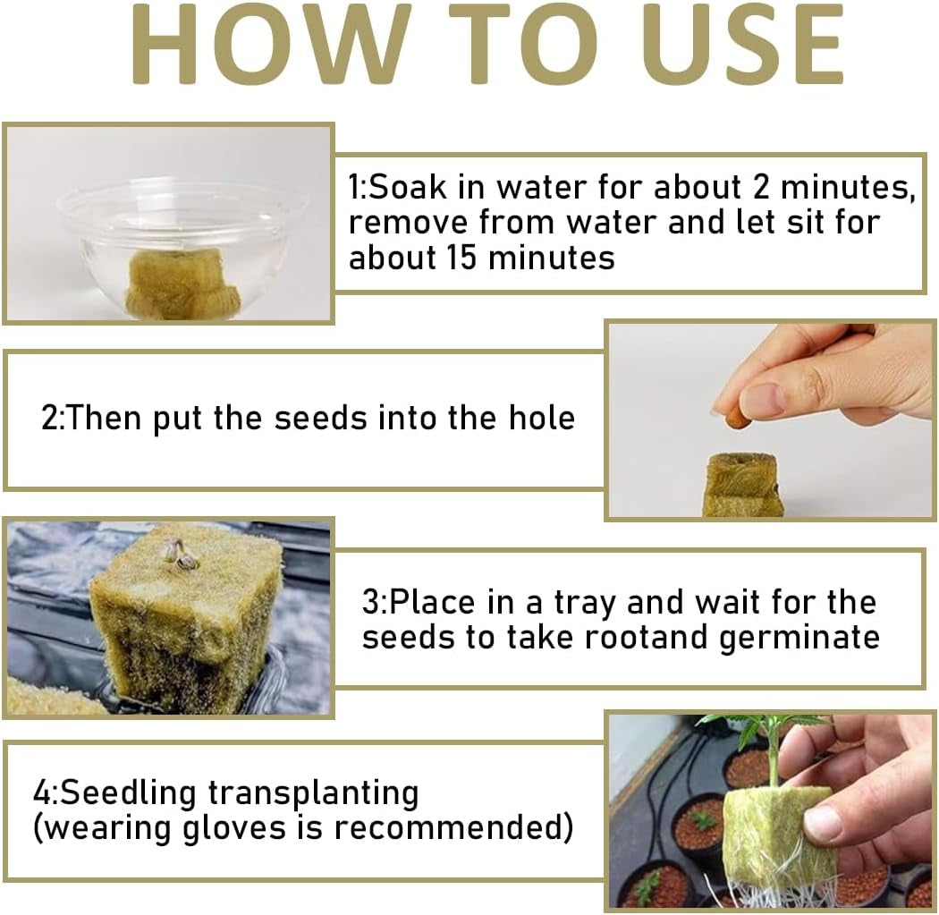 Rockwool Seedling Cubes 28 - Rockwool Cubes 4x4x4cm - Seedling Cubes, Rockwool Cubes, Hydroponic Seedling Systems/Cloned Plants/School Projects, Growing Seedlings Without Soil