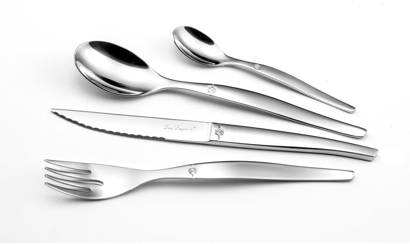 Lou Laguiole Jet - 24 Piece Cutlery Set, Polished Steel Kitchen Naty Shop