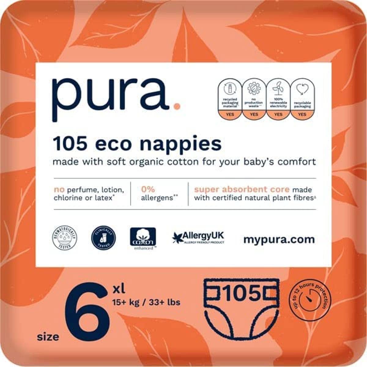 Scutece eco, EU Ecolabel, piele sensibilă, bumbac, hipoalergenic Mama si Copilul Naty Shop 6 (105 buc)