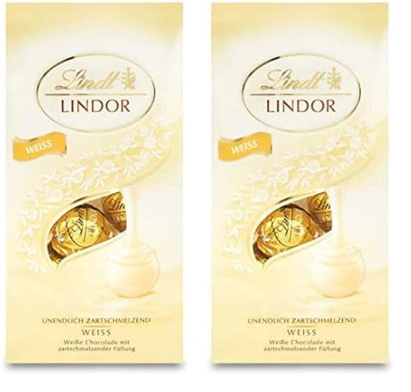 Lindt white chocolate balls LINDOR | 137g bag | Approx. 10 white chocolate balls with melt-in-your-mouth filling | Chocolate Gift Set | Chocolate Gift Set (Pack of 2)