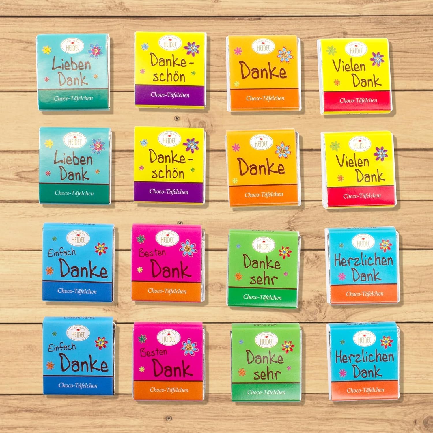 Heidel Thank You milk chocolate bars 3x80g, 16 mini-bars of 5g per package, Various expressions of gratitude, Exquisite gift idea