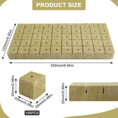 100 Rockwool Propagation Cubes 25x25x25mm With Gloves Rockwool Insulation Easy Plug Propagation Cubes Hydroponics Rockwool Cubes Cuttings Soilless Propagation