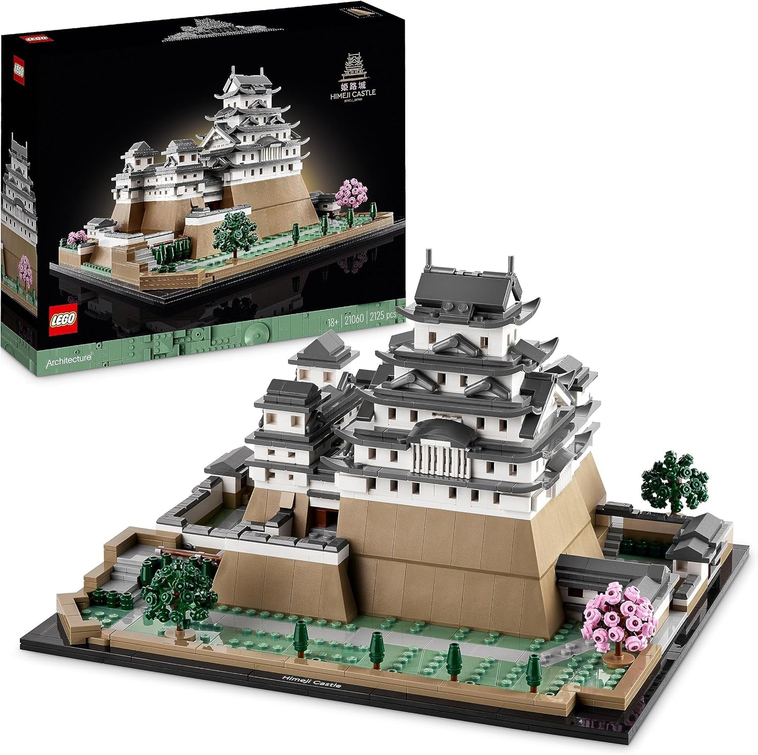 LEGO Architecture Himeji Castle Model Kit for Adults Landmark Collection Creative Gardening and Japanese Culture Fan Set with Cherry Blossom Tree Gift for Him and Her 21060 Building Sets Besuche den LEGO-Store Single