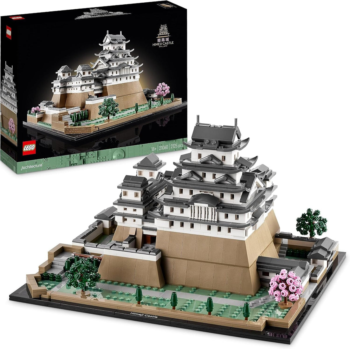 LEGO Architecture Himeji Castle Model Kit for Adults Landmark Collection Creative Gardening and Japanese Culture Fan Set with Cherry Blossom Tree Gift for Him and Her 21060 Building Sets Besuche den LEGO-Store Single