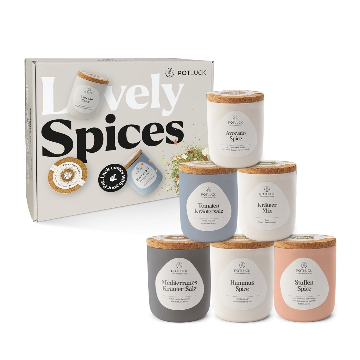 Potluck | Salad Lover 6er Set | Gewürzmischungen im Keramiktopf | Vegan, gluten-free and with natural ingredients