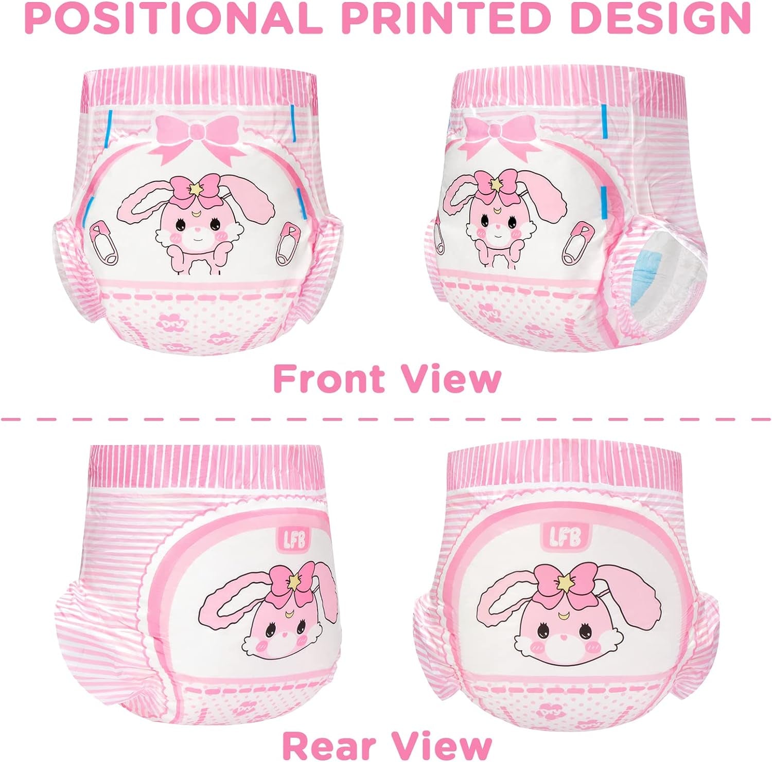 Adult printed diapers 5500-5800 ml, 10 pieces - Baby Usagi (XL)