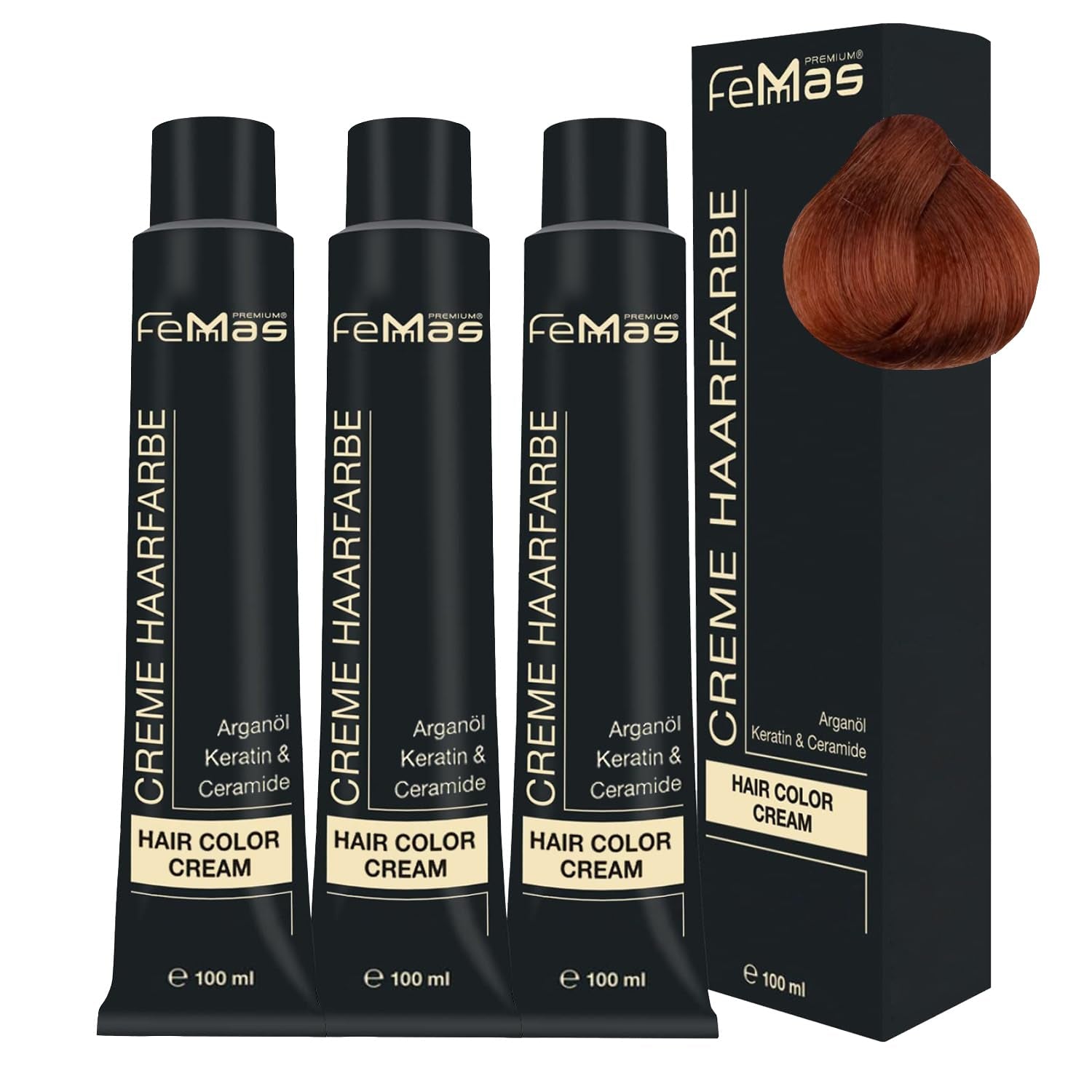 FemMas Hair Colour Pure & Mix Red I Cremă profesională cu ulei de argan, keratină și ceramide I Ca o vopsea de păr permanentă sau nuanță pentru rezultate radiante, de lungă durată I 100 ml