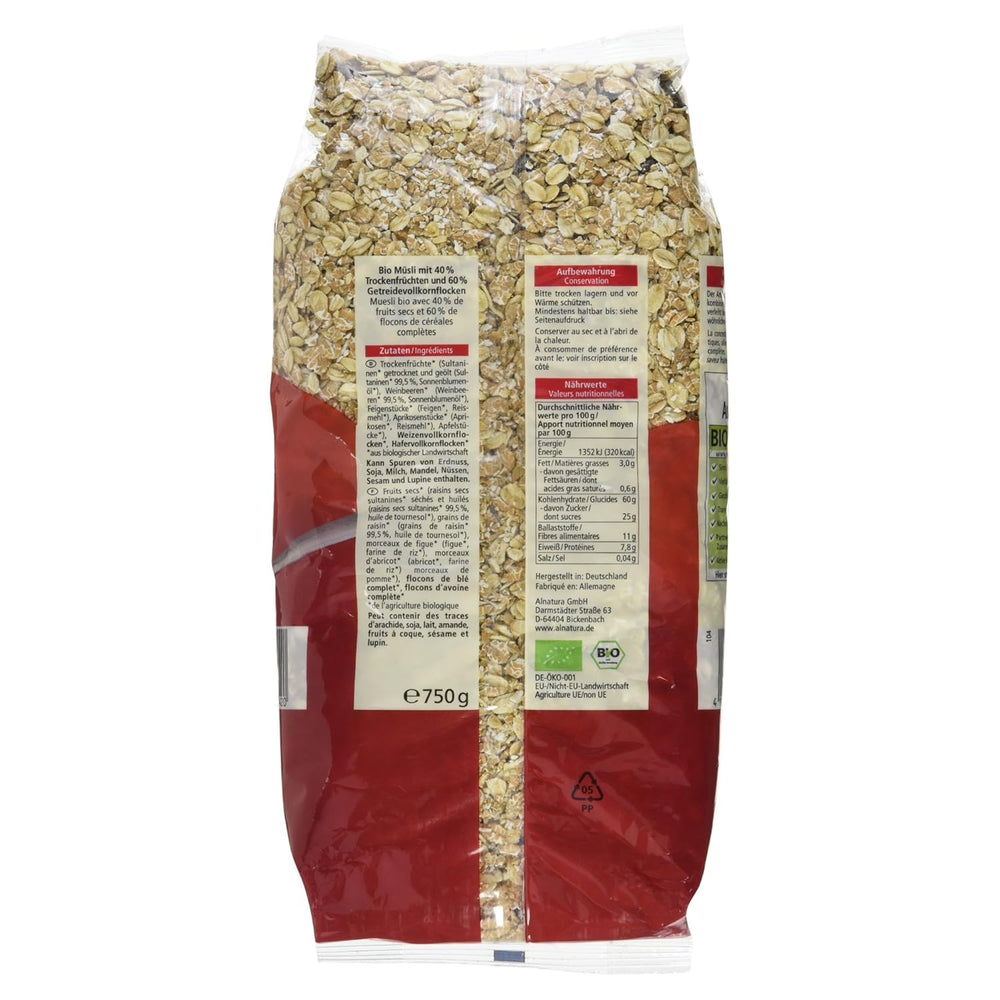 Muesli with organic fruits, 750g