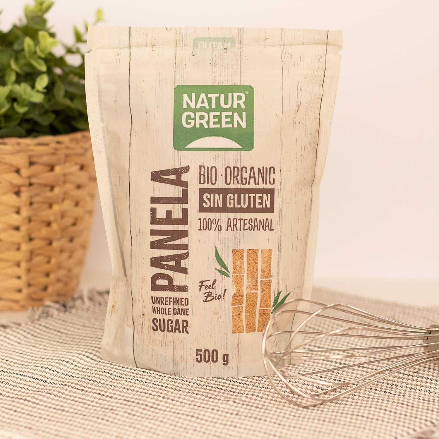 - Organic Crystallised Panel, Pure Sugar, Ecological Sweetener, Natural Sugarcane Juice - 500G, Pack of 12 Sweeteners Naty Shop